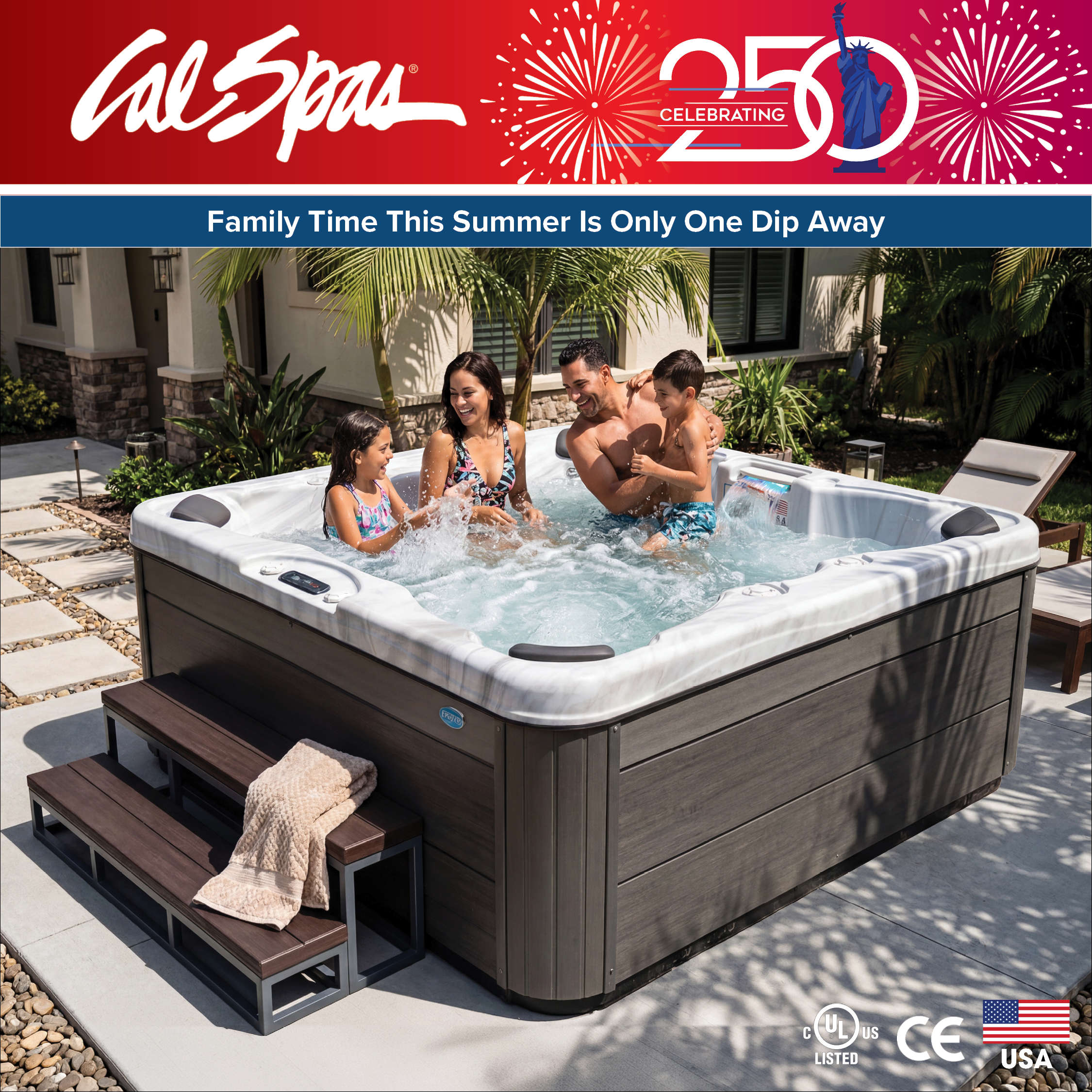Calspas hot tub being used in a family setting - Montgomery